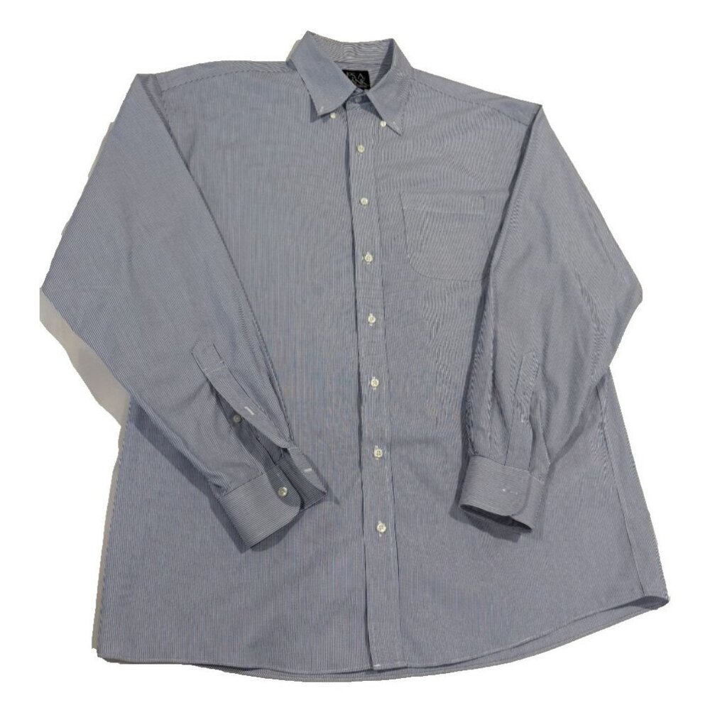Jos. A. Bank Men's 16.5 / 32 "Traveler Collection" Blue Striped 100% Cotton